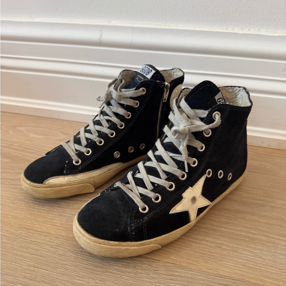 Golden Goose Francy Navy and White High-Tops